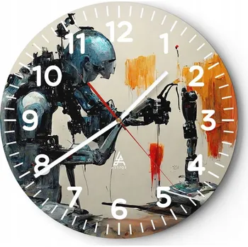 Hodiny Nástěnné hodiny do obýváku 40x40 Artista Kulatý Skleněné hodiny Loft Tiché