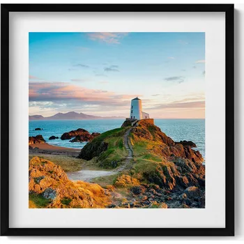 Obraz Dekorativní obraz v černém rámu do obýváku Osamělá lucerna na útesu 50x50 cm