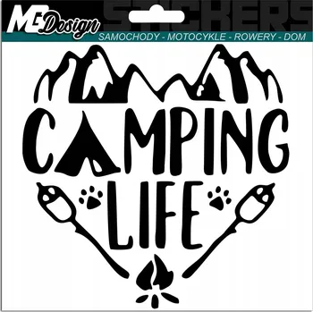 Samolepicí dekorace na vozidlo NÁLEPKA na auto CAMPING LIFE KAMPER HORY 15x15