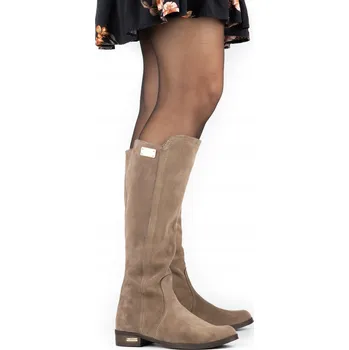 Dámské kozačky Olivier dámské kozačky ke kolenům, plochý podpatek, velikost 42