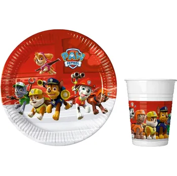 SADA HRNKŮ A TALÍŘKŮ Tlapková patrola NAROZENINOVÁ 16 Ks