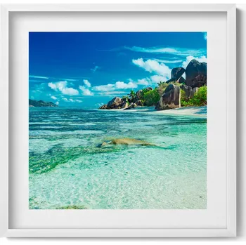 Obraz Dekorativní obraz v bílém rámu do obýváku Výhled na čistý oceán 50x50 cm