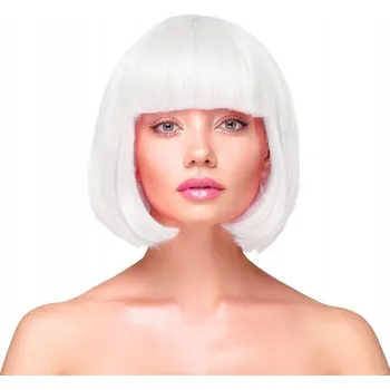 Paruka PartyPal paruka polodlouhé vlasy světle šedá s ofinou