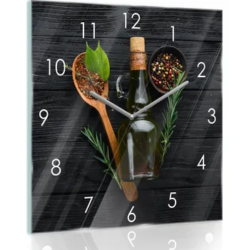 Hodiny Skleněné nástěnné hodiny do kuchyně 3D 20x20 cm