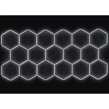 LED panel Kompletní LED hexagonové svítidlo bílé 4500 K, rozměr: 17 elementů 504 x 238 cm