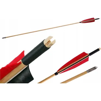 QBest dřevěný šíp s krůtím peřím, 82 cm (32,5 palce)