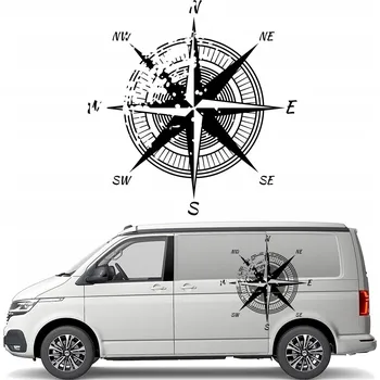 Samolepicí dekorace na vozidlo SAMOLEPKA na auto karavan RŮŽE VĚTRŮ KOMPAS 90x92 cm