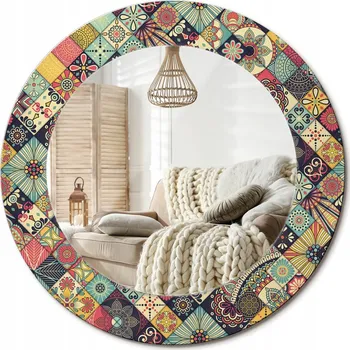 Zrcadlo Zrcadlo nástěnné s ozdobným skleněným rámem Patchwork kachličky průměr 50 cm