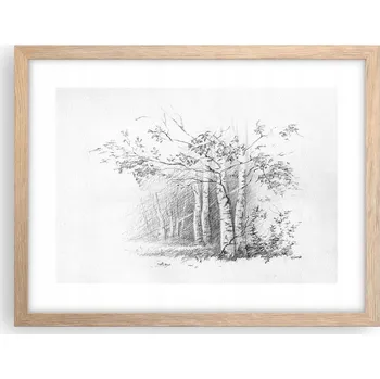 Obraz Obraz plakát v rámu světlý dub do obývacího pokoje 40x30 les foto plakáty na zeď