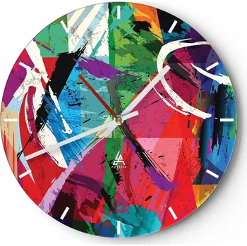 Hodiny Nástěnné hodiny do kuchyně 30x30 Abstrakce Skleněné hodiny do obýváku Tiché