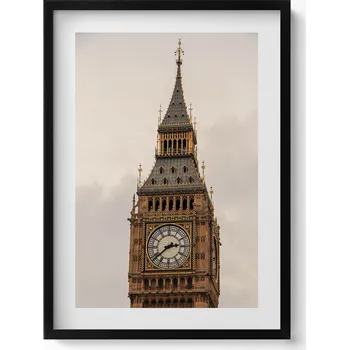 Obraz Dekorativní nástěnný obraz v černém rámu Big Ben hodiny Londýn Anglie 50x70 cm