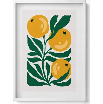 Obraz Dekorativní nástěnný obraz v bílém rámu - Ilustrace rostlin a květin 50x70 cm