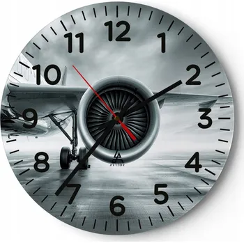 Hodiny Kuchyňské nástěnné hodiny 30x30 Letadlo Moderní skleněné hodiny do obýváku Tiché