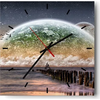 Hodiny Velké nástěnné hodiny 40x40 Krajina Skleněné hodiny Tiché