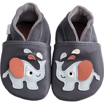 Capáčky Hopi Hop Kožené capáčky Barefoot Vel. XL (18-24 měs.) Sloník šedo - modrý