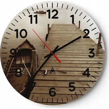 Hodiny Nástěnné hodiny do obýváku 40x40 Krajina Kulatý Skleněné hodiny Loft Tiché