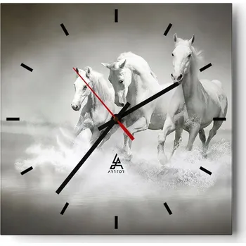 Hodiny Velké nástěnné hodiny 40x40 cm Zvířata Skleněné tiché hodiny