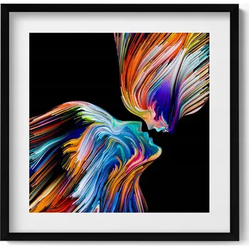 Obraz Nástěnný obraz v černém rámu Abstrakce barevné lidské tváře 50x50 cm