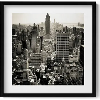 Obraz Obraz na zeď černý rám Černobílý pohled na město New York 50x50 cm
