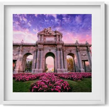 Obraz Závěsný obraz rámeček bílé barvy Puerta de Alcalá Madrid Španělsko 50x50 cm