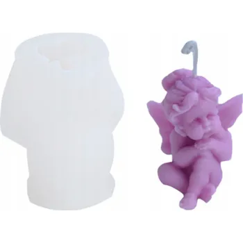 Výroba svíčky Silikonová forma na svíčky, vosk, mýdlo, sádru - SEDÍCÍ ANDÍLEK, HOLČIČKA