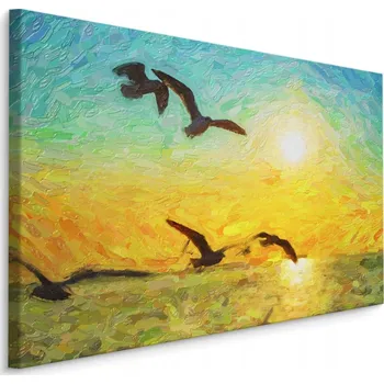 Obraz Obraz ptáci MOŘE západ slunce do obýváku 70x50