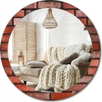 Zrcadlo Zrcadlo s potiskem do koupelny ložnice obývacího pokoje Velké fi 90 cm Červená cihla