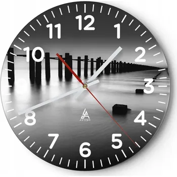 Hodiny Nástěnné hodiny do obýváku 40x40 Krajina Kulatý Skleněné hodiny Loft Tiché