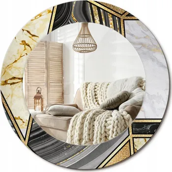 Zrcadlo Stylové kulaté zrcadlo na zeď s potiskem, mramorový design, průměr 50 cm