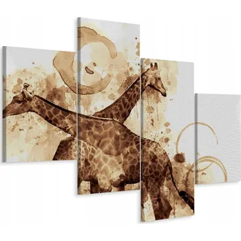 Obraz Obraz Čtyřdílný Malované ŽIRAFY Dekor 3D 80x50