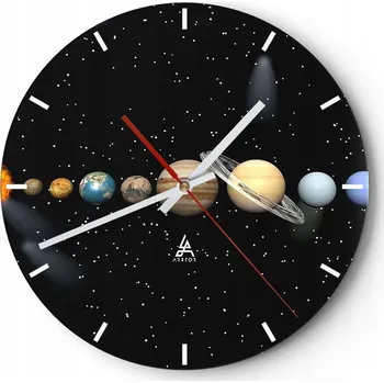 Hodiny Velké nástěnné hodiny na zeď 40x40 Kosmos Skleněné hodiny Kulatý Tiché