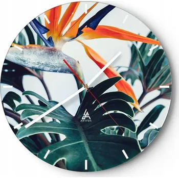 Hodiny Velké nástěnné hodiny 40x40 Rostliny Skleněné hodiny Kulatý Tiché