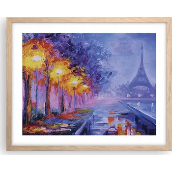 Obraz Obraz plakát v rámu světlý dub 50x40 cm - foto města do obýváku