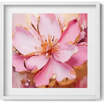 Obraz Obraz s bílým rámem a grafikou na zeď Romantický malovaný květ 50x50 cm