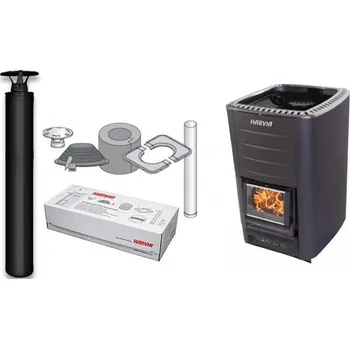 Harvia set saunová kamna na dřevo Harvia M2 a Harvia komín black