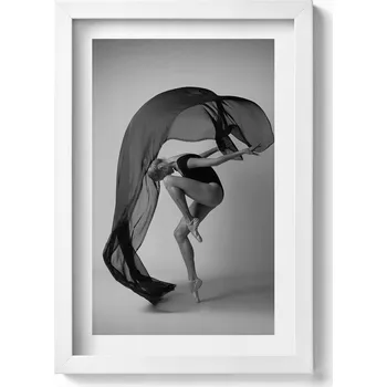 Obraz Dekorativní obraz v bílém rámu na zeď Fotografie tanečnice v tanci 20x30 cm