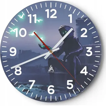 Hodiny Nástěnné hodiny do obýváku 40x40 Fantasy Kulatý Skleněné hodiny Loft Tiché