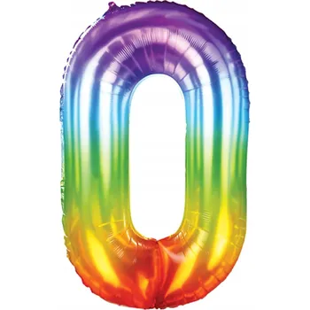 Balónek DUHOVÝ BALÓN 100 cm NAROZENINY ČÍSLO ČÍSLICE 0