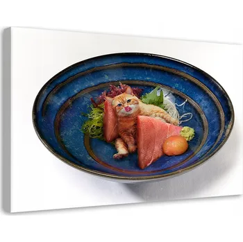 Obraz Obraz Canvas Kočka Maso Restaurace Jídlo 60x40