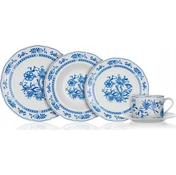 Talíř Jídelní a kávový servis Banquet modré květiny folklor 30 ks