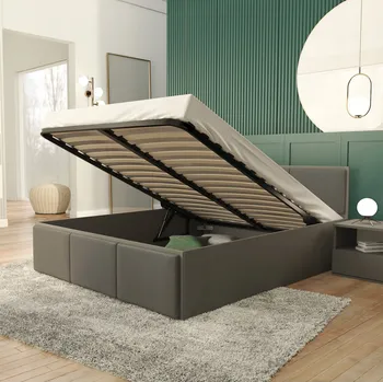 Postel Čalouněná dvoulůžková postel AJKmeble 140x200, odstíny šedé