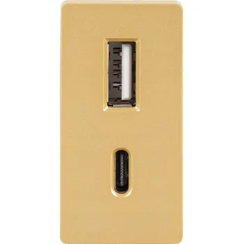 Elektrická zásuvka Modul Rychlá Duální USB Nabíječka Typ A+C 20W Zlatá do Rámu MIUUN