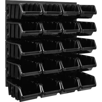 Obraz Dílenská nástěnná deska 39 x 39 cm + 20 boxů/úložných nádob