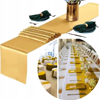 ubrus Vánoční saténový běhoun na stůl červený Dlouhý 34 cm x 9 m