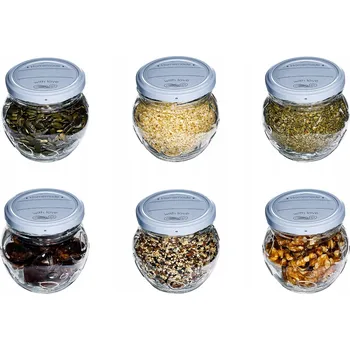 Sklenice Zavařovací Sklenice 215 ml s ozdobným vzorem, atest PZH na zavařeniny 6 KS