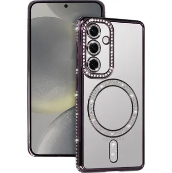 Pouzdro na mobilní telefon Zadní kryt Bling Magsafe pro Samsung A36 5G fialový