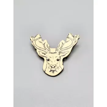Brož Jelen - dřevěná brož