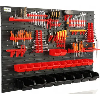 Obraz DÍLENSKÁ ZEĎ S NÁŘADÍM 115X78 CM 22 ZÁSOBNÍKŮ GARÁŽOVÝ REGÁL