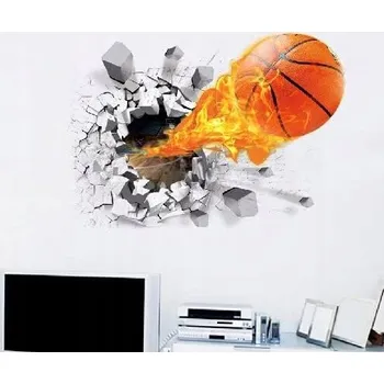 Samolepící dekorace 3D Samolepka na zeď Basketbal Realistická dekorace na stěnu