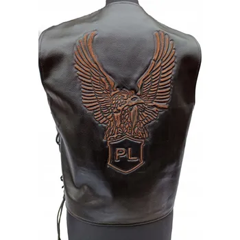 Moto bunda Kožená Motocyklová Vesta na Zip s Logem PL Ražený Orel Klasická Velikost L